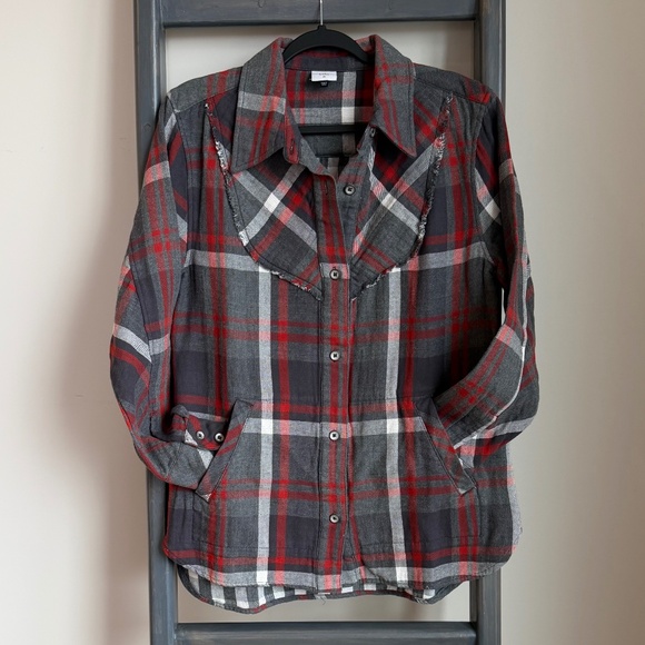 Cabi Tavern Shirt – Red & Grey Plaid Button-Up with Pockets – Size M - Picture 1 of 4
